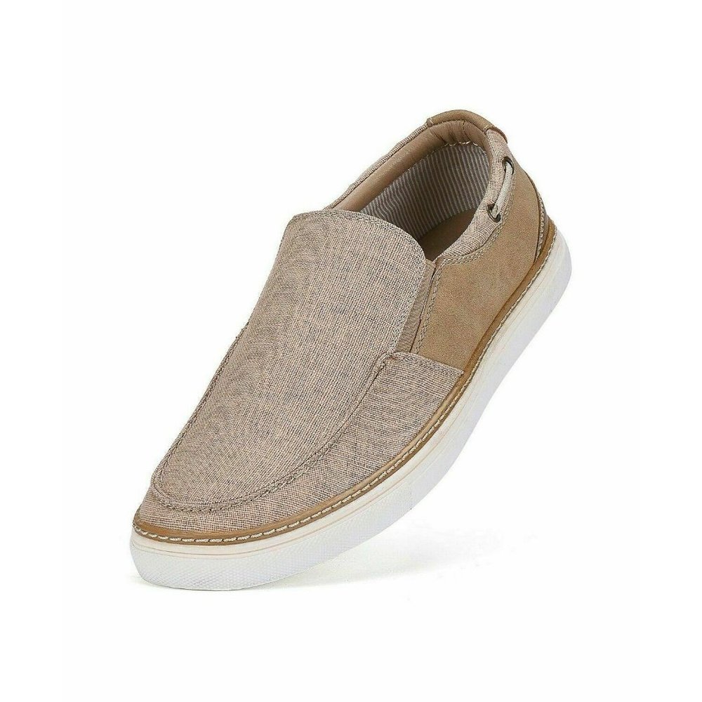 Gallery Seven Men's Brown Canvas Slip On Boat Shoe